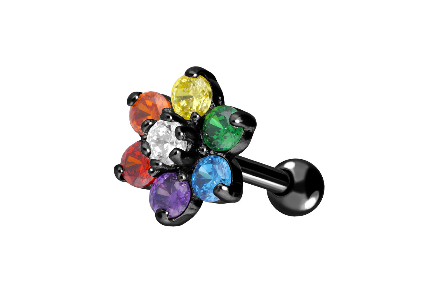 Chirurgenstahl Ohrpiercing BUNTE KRISTALLBLUME